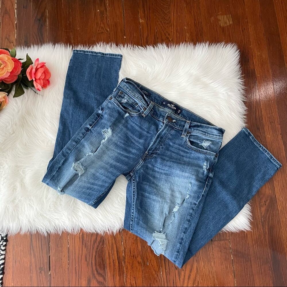 Hollister Men’s Jeans Slim Straight Distressed Medium Wash 32 X 30